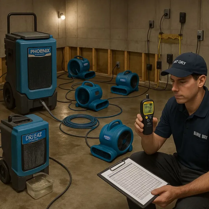 Structural Drying and Dehumidification process in Monson, MA